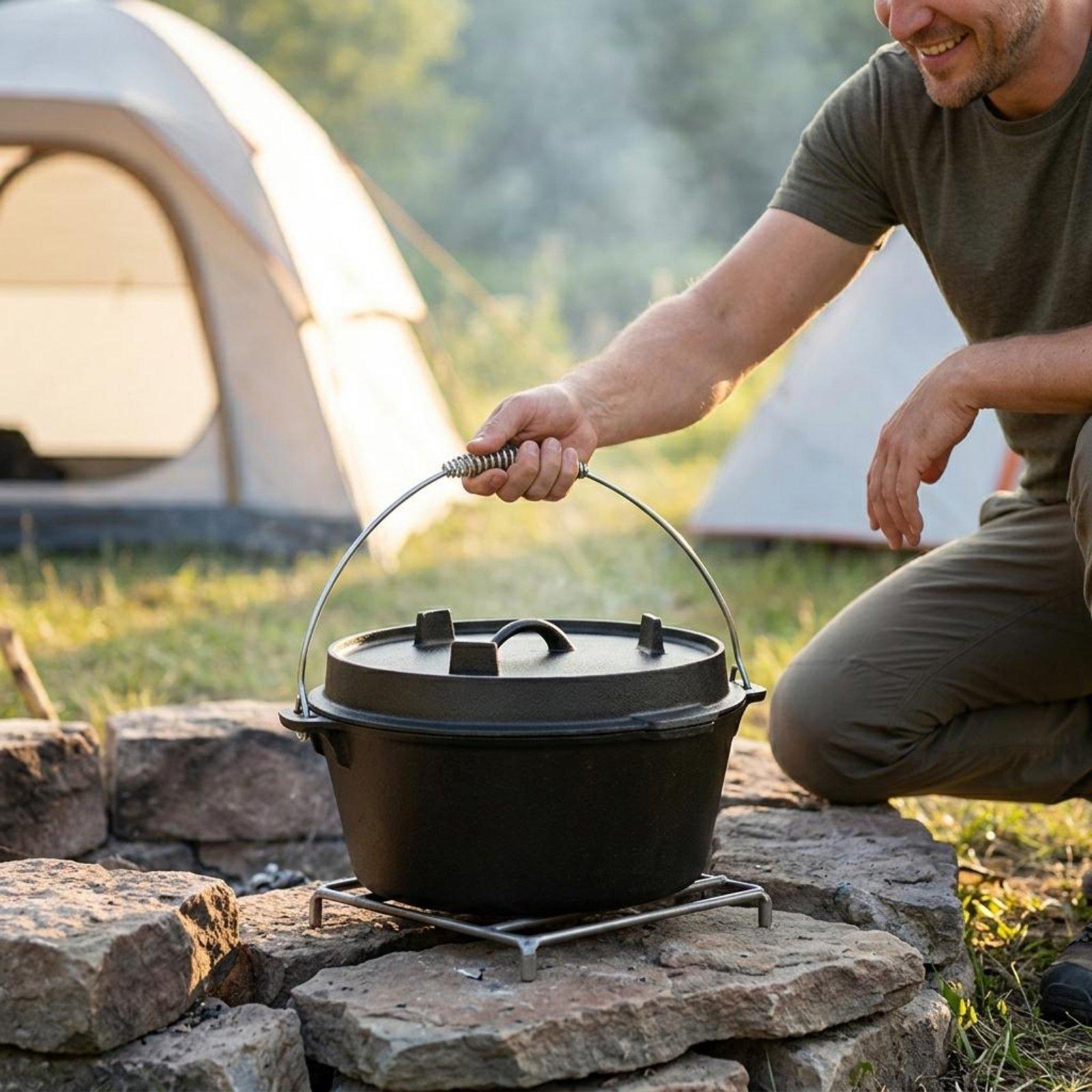 Camp Dutch Oven Cast - Cocotte en fonte d'extérieur non revêtue,