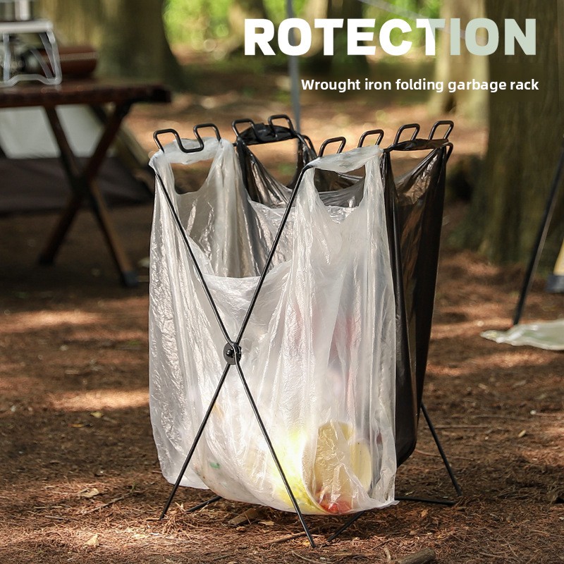 Camping Cooking Organizer - Support pliable portable pour sacs poubelles,