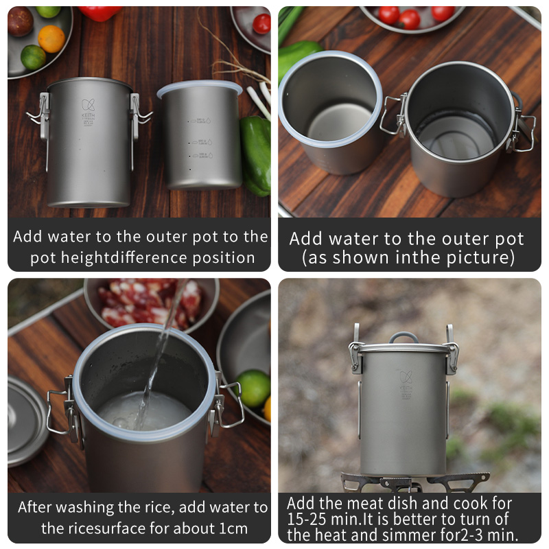 Casserole à riz en titane pur  - Camping Hiking Cooking avis et prix